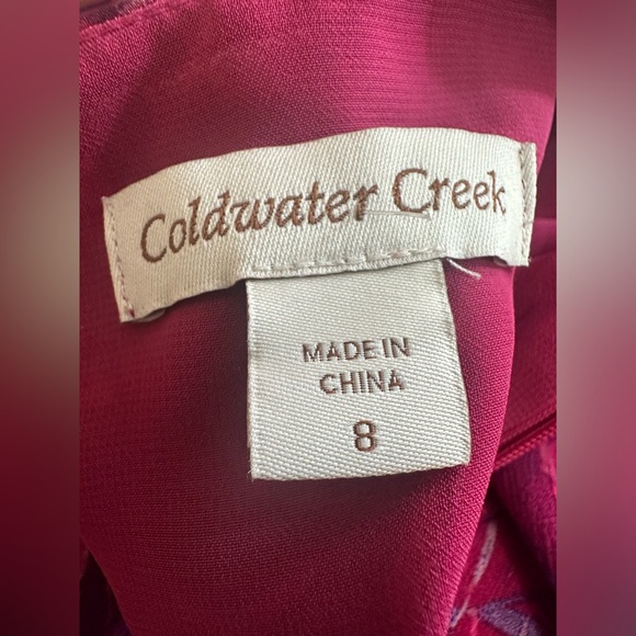 Coldwater Creek women’s pink and purple faux wrap Midi Sleeveless dress size 8 - Picture 5 of 9